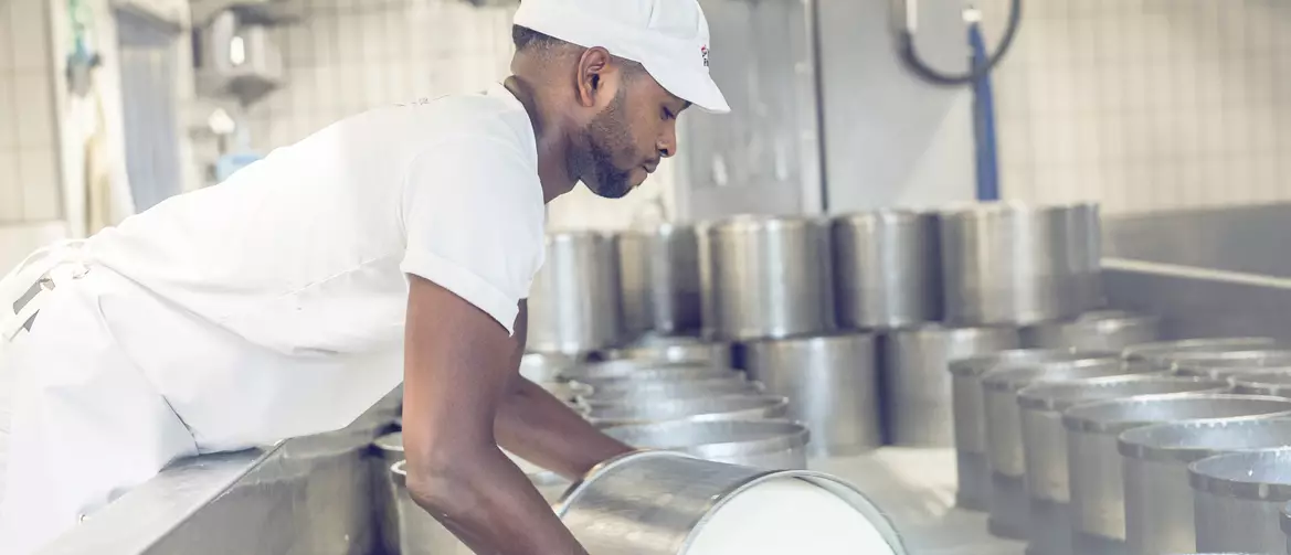 apprenti fromager retournant des fromages