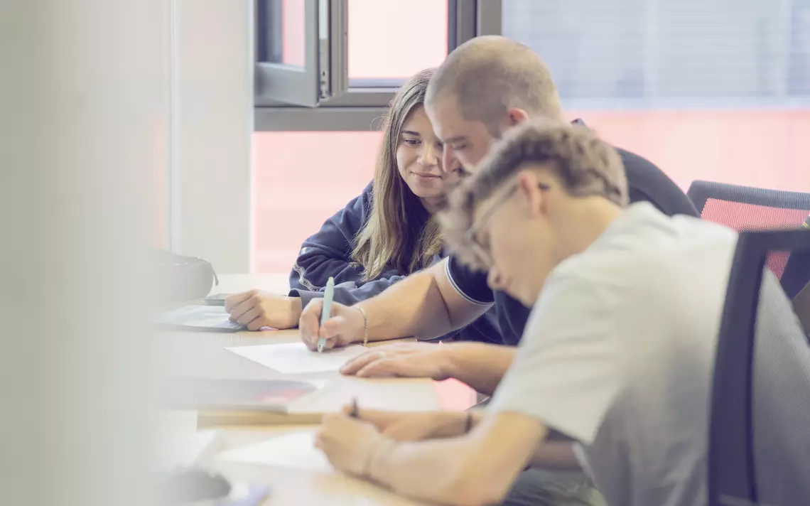 groupe apprenant le métier de dessinateur travaillant ensemble sur une projet.