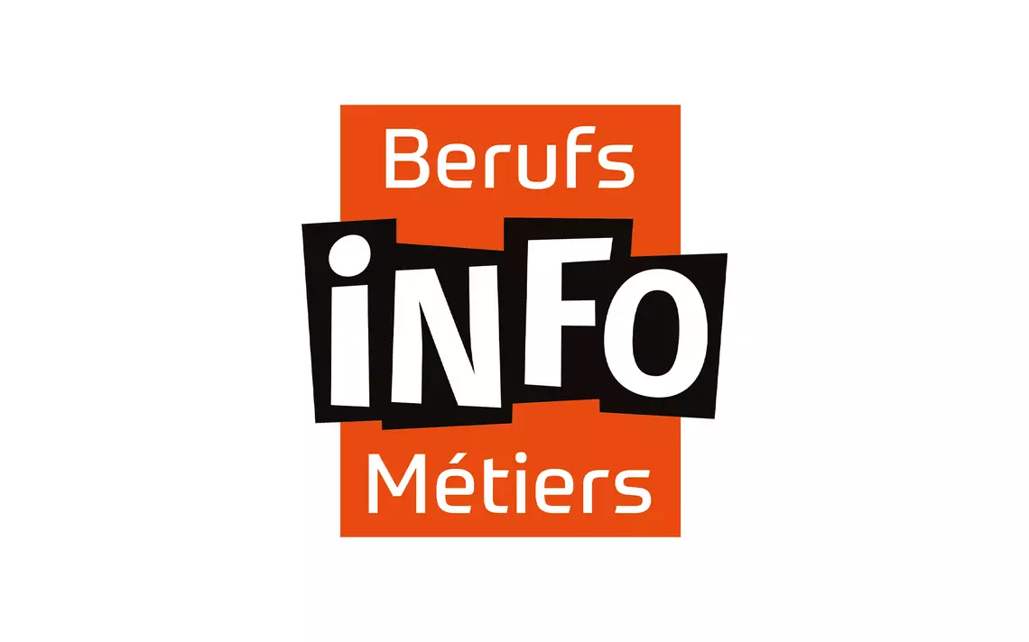 Logo orange et blanc des infos métiers